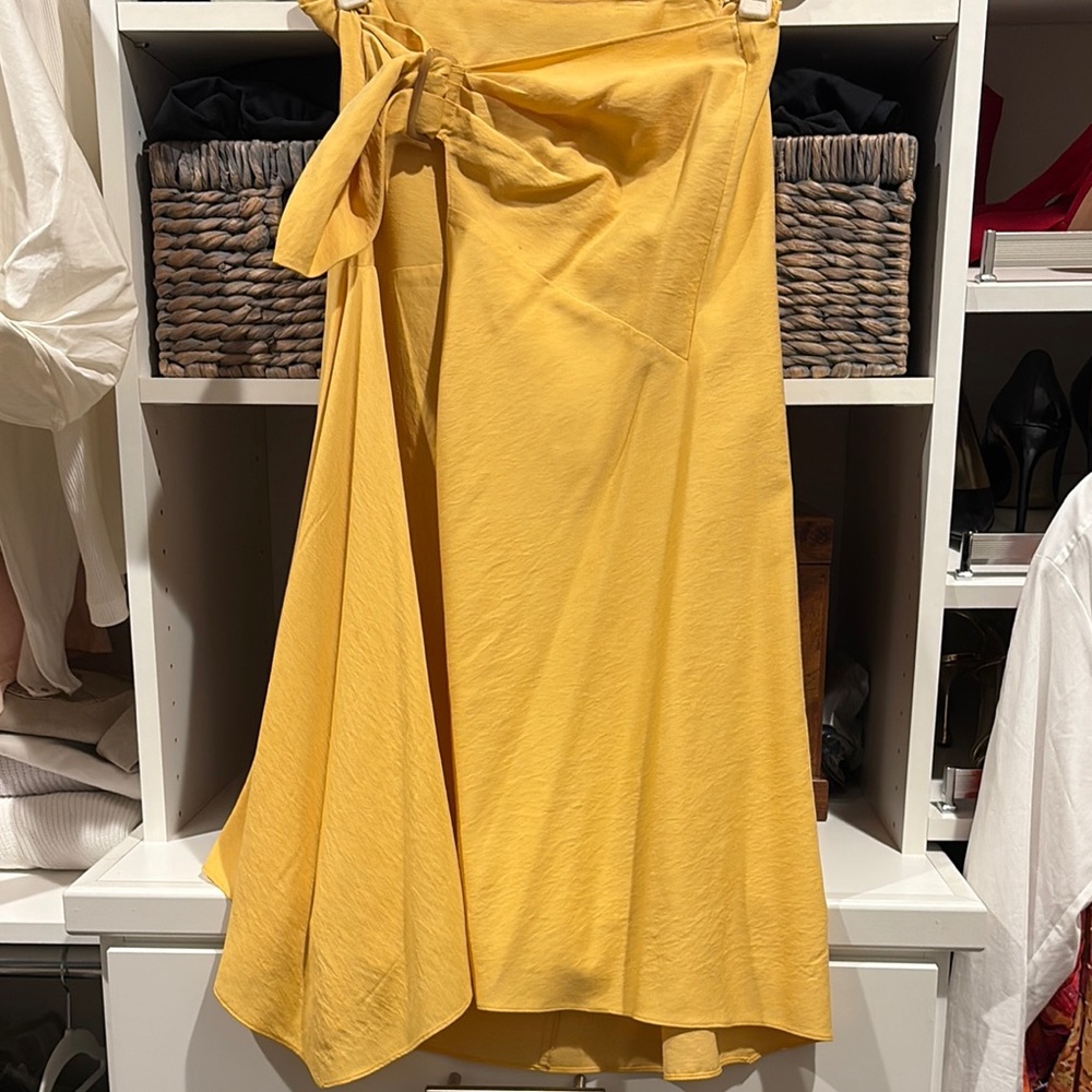 Vince Vibrant Yellow Midi Skirt